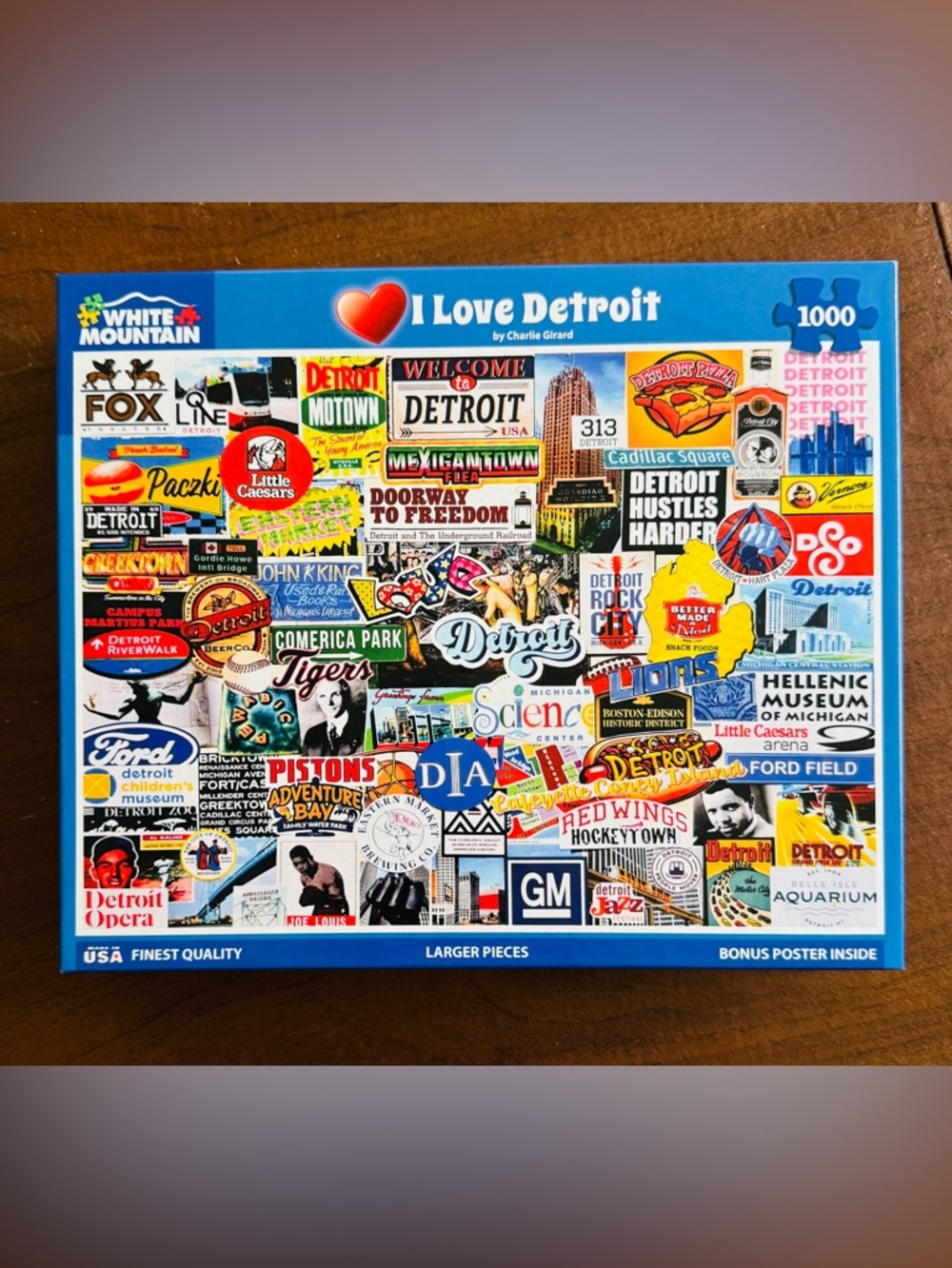 White Mountain Detroit Collage Puzzle - Blue & Multi